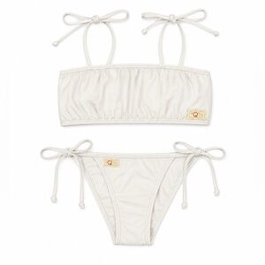 Girls' Cream Tie-Shoulder Bikini Set